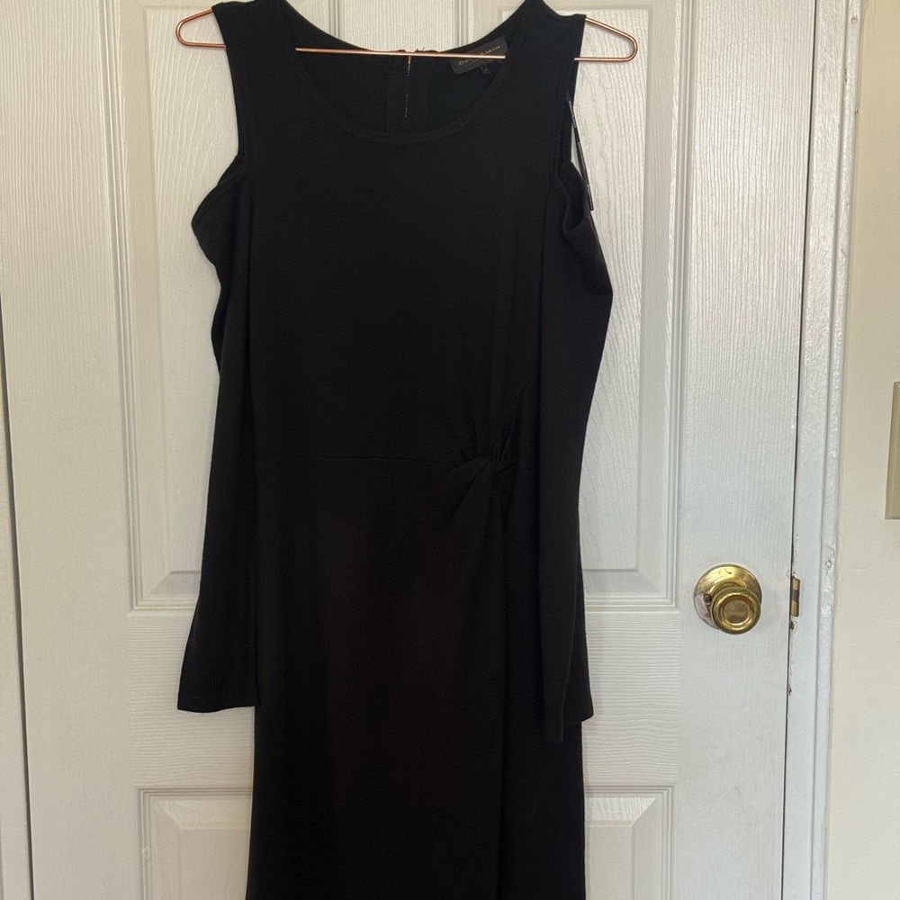 Donna Karan S Black Cold Shoulder Midi Dress